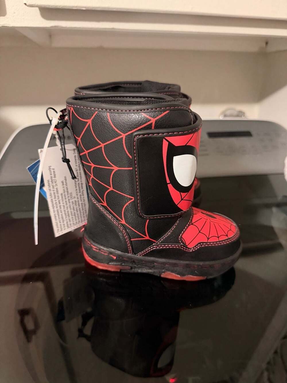 Marvel Spider-Man Toddler Boys Winter Light-Up Mid-Calf Boot Size 7 Black/Red